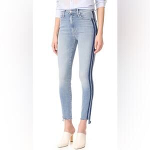 Mother Stunner Zip Ankle Step Fray in Light Kitty Racer Blue Denim Jeans size 25